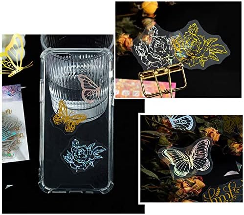 270 Sheets Shiny Holographic Stickers, Vintage Transparent Decorative Decals Stickers, Resin Transparent Waterproof Stickers, DIY Crafts Album Phone Cases Laptops Calendars Notebook