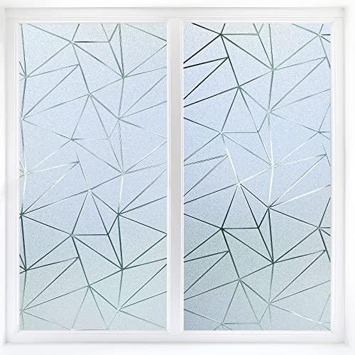 Viseeko Frosted Glass Window Film: Privacy Window Decorative Film Removable Static Clings Uv Blocking Non-Adhesive Glass Door Sticker For Home Office 17.5 X 78.7 Inches Frosted Triangle #TOP17
