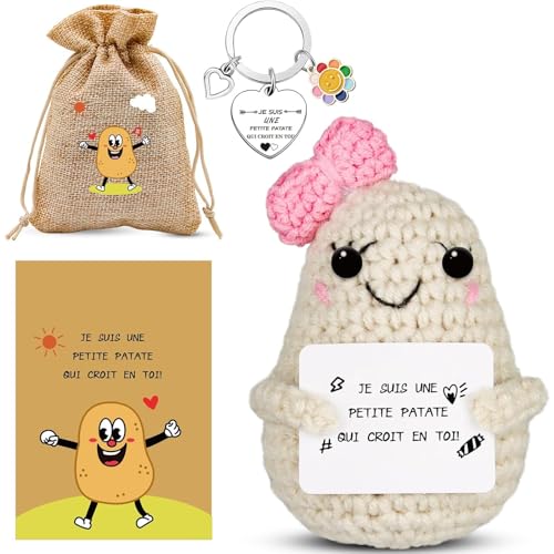 Szhhrxi Poupées de Pomme de Terre en Français avec Porte Clés et Carte, Cadeau Original & Amusant, Idée Drôle Anniversaires pour Homme Femme Collègue,...