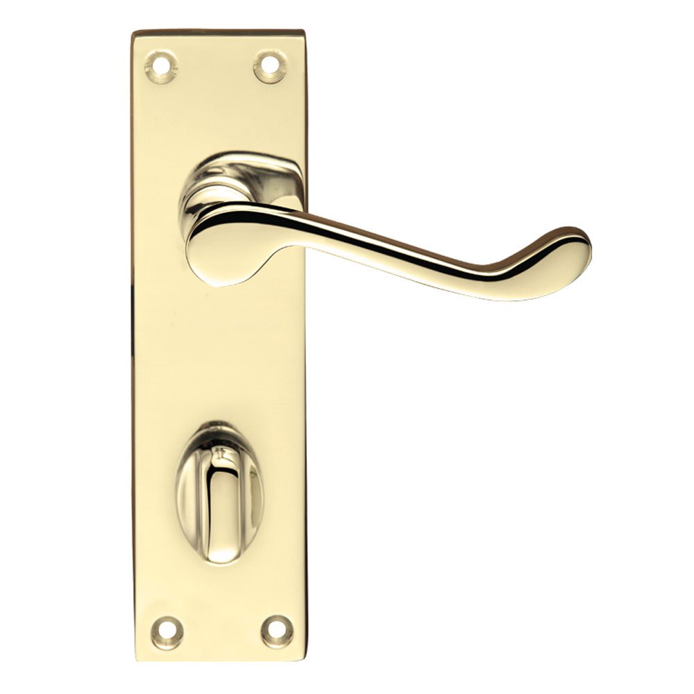 Project Victorian Scroll Door Handles - Bathroom Set - Electroplated Brass