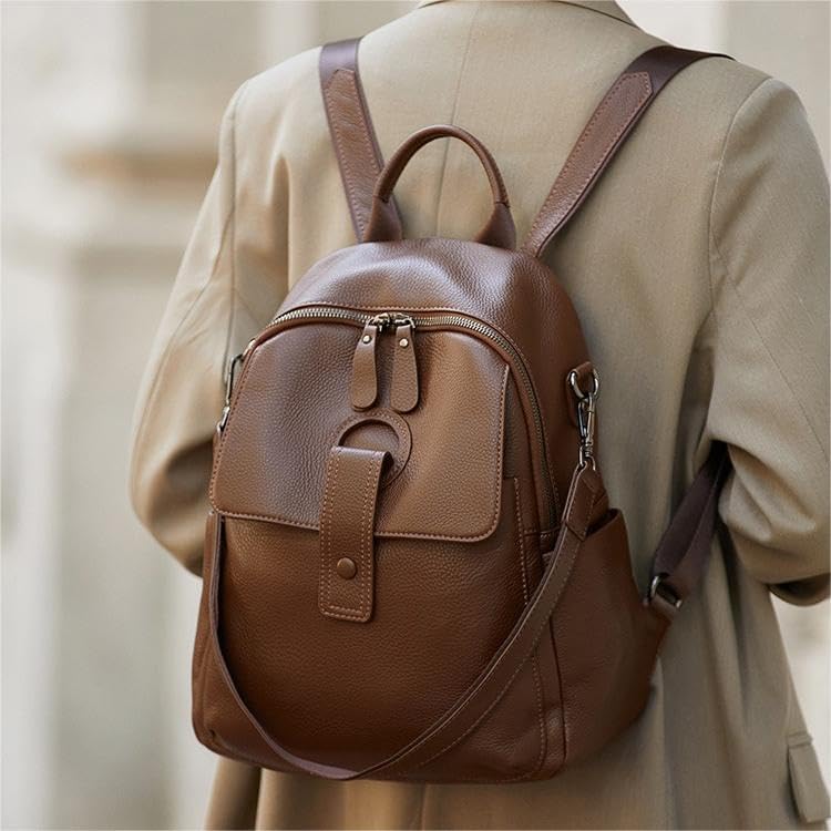 Genuine Leather Backpack Purse For Women Brown Real Soft Leather Travel Convertible Ladies Shoulder Bag - Image 3