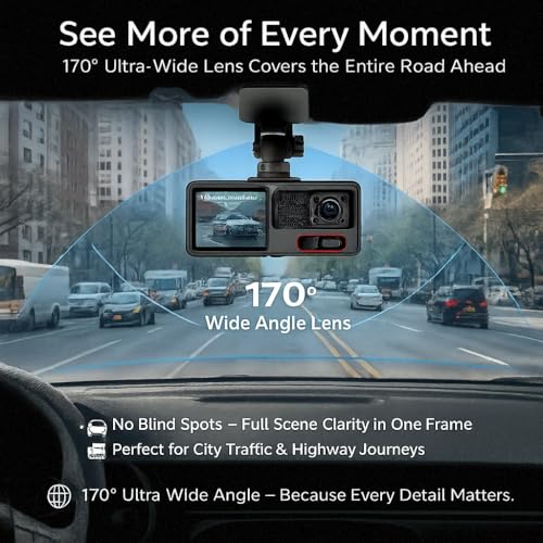 Image of Maizic Smarthome Navic ProView 3 WiFi 3-Channel Dash Cam 1080Px3 | 3 inch Display | 170 Wide Angle | Night Vision | Motion Detection | Loop Recording | Parking Mode | G-Sensor | App & SD Card Support