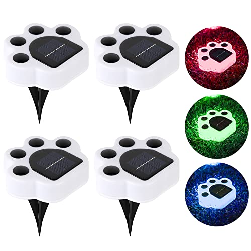 4 Piezas de Solares para Jardín Lámpara,LED Iluminación de caminos lámpara de césped,Luces Solares Enterradas Impermeables,Luces de camino solares para decorar céspedes, jardines(Luz de Color) Cover
