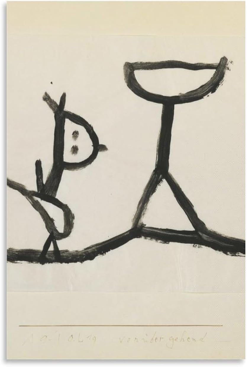 QSDTGHUIKP PASSING BY Poster by Paul Klee Prints Abstract Wall Art Paul Klee Canvas Painting Retro Picture for Living Room Wall Decor 16x24inx1 Unframed