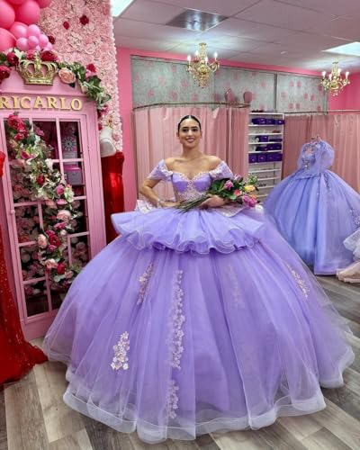2 in 1 Quinceanera Dresses with Detachable Skirt 3D Floral Ball Gown Layered Tulle Lace Applique Sweet 16 Dresses3