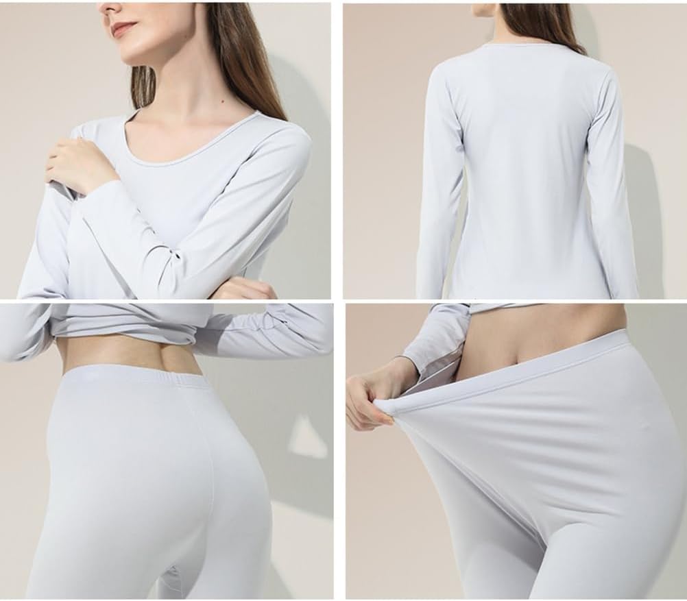 Women's Stretch Thermal Long Johns Underwear Set Casual Slim Fit Fall Winter Long Base Layer Top Bottom