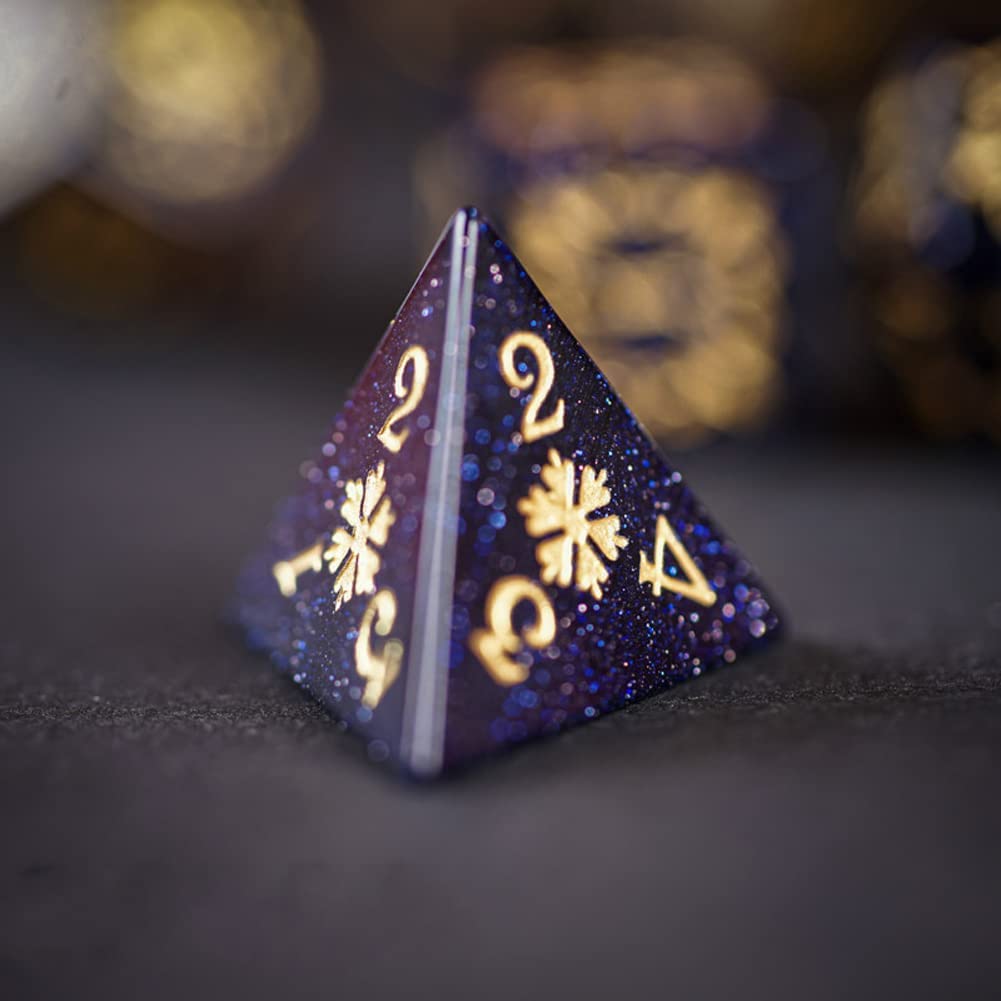 Wttfc Dados de juego de rol, 7 juegos de dados poliédricos con Bolsa de Cuero | Blue Sandstone DND Dice establece mazmorras y dragones para juegos de Mesa Rpg MTG