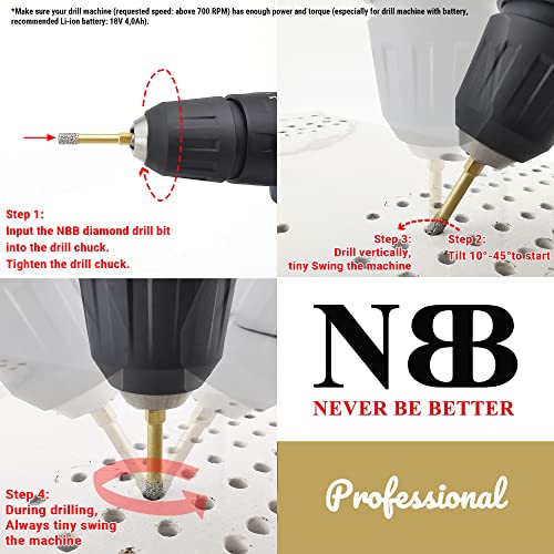 Miniatura 6 de Nbb Brocas De Diamante Con Vástago Hexagonal E6.3mm, Corona Diamante Para Taladrar En Seco En Porcelana, Cerámica, Baldosas, Granito, Azulejo, Meyor En Húmedo 2, 6mm