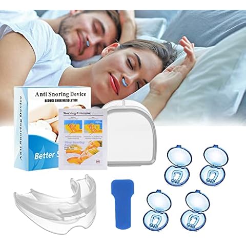 Anti snoring Device, Snore Stopper Mouthpiece, Anti Snoring Nose Clip Nasal Dilators, Anti Snore Mouth Guard Snoring Solution Professional Sleeping Aid Relieve Snore for Men and Women (5 Pack) Cover