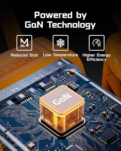 Image of GravaStar 65W Charger, Alpha65 Robot Fast GaN Charger Block, 3-Port Fast Power Adapter, Foldable Compact for Travle, Used for iPhone, MacBook, iPad, Galaxy S23 /S24, Steam Deck (65W, Yellow)