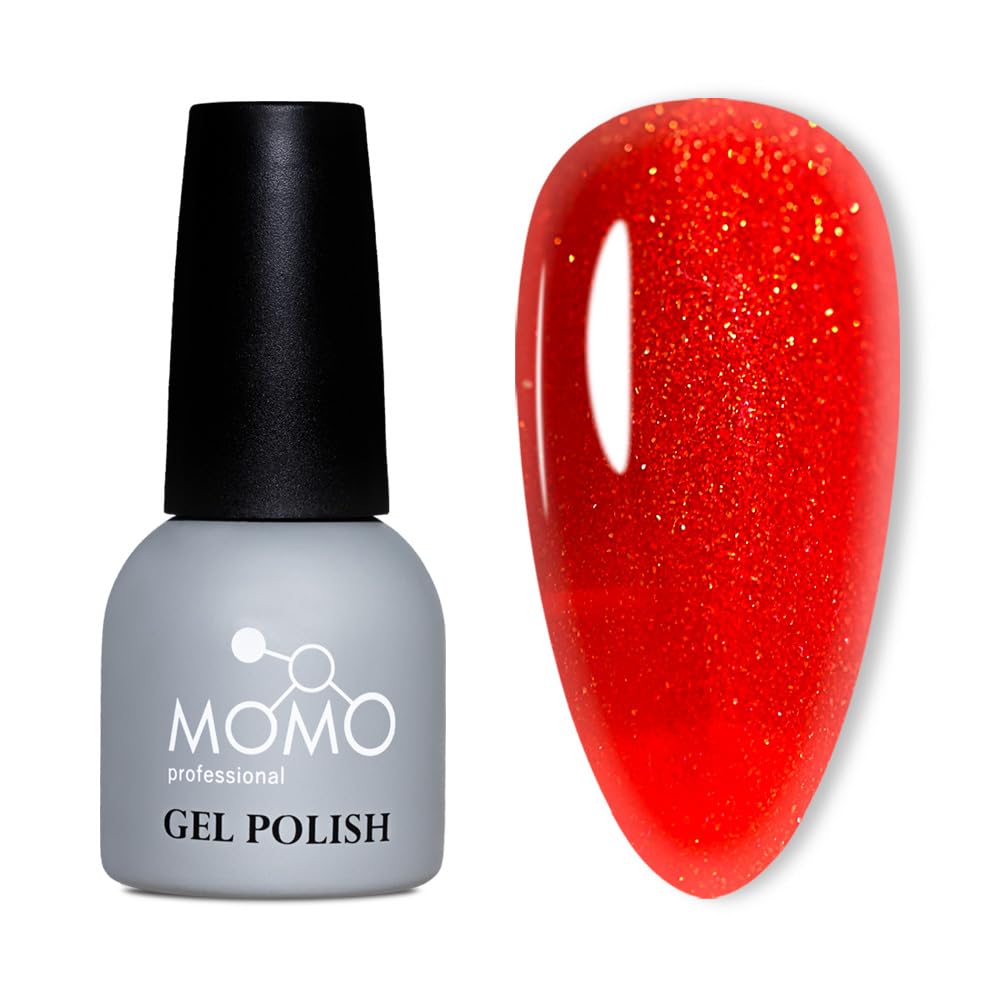 MOMO professional Kalıcı Oje S033 Altın Simli Alev Kırmızı 14 ml