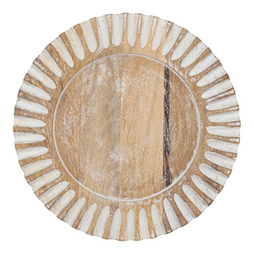 Platos decorativos de madera natural mango 13" redondo set x4 miniatura 2