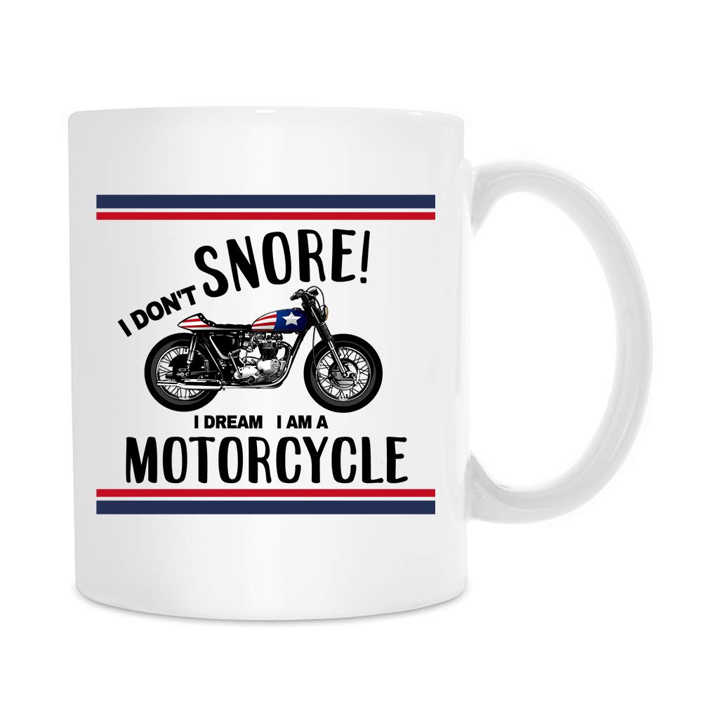 jiojio CHAN 11oz White Coffee Mug, Biker Gifts, I Dream I'm a Motorcycle, Funny Biker Mugs, for Man, Dad, Grandpa, Father's Day gift, Gift for Motorcycle Lovers