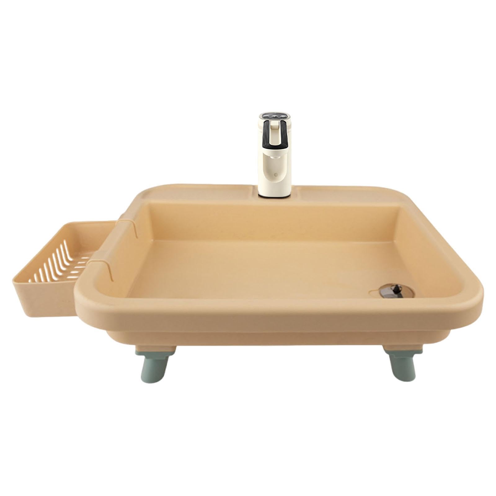 Colcolo Outdoor Portable Sink with Electronic Faucet Easy Setup and Drainage Hose for Camping Indoor and Outdoor Use Workshops RV, Khaki