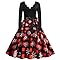 Christmas Dresses for Women Long Sleeve Xmas Print Dress 1950s V-Neck A-Line Christmas Dress Party Cocktail Red