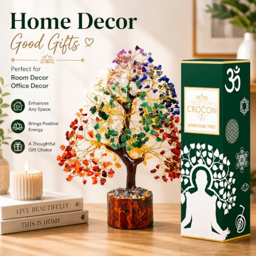 Image of Crocon 7 Chakra Crystal Tree of Life, Healing Crystals Tree 10-12 Inch,