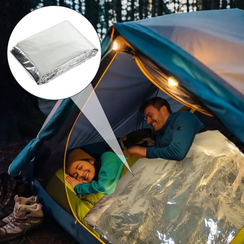 Image of Tiiyee Emergency Blanket, Mylar Thermal Blanket Emergency Silver Foil Rain Poncho with Hood for Outdoors Travel Hiking Camping Body Warmer First Aid Metallized Covering Sheet Survival Rescue Gear