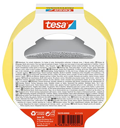 Image of tesa Masking Tape Professional - Painter's tape made of thin Washi paper for particularly precise masking during painting work - for indoors and outdoors - 50 m x 30 mm