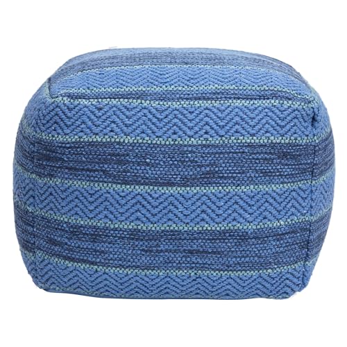 Northlight Striped Woven Cotton Square Pouf - 14