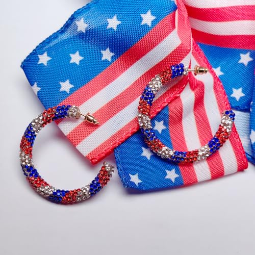 US Flag Earrings, Patriotic Hoop Earrings Red White and Blue Earrings for Women Patriotic Jewelry2