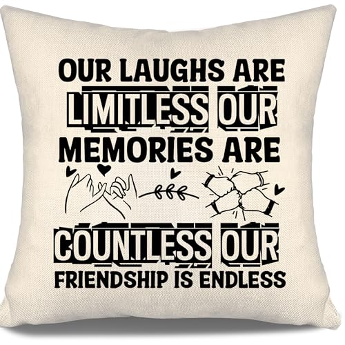 Our Laughs are Limitless Our Memories are Countless Our Friendship is Endless Throw Pillow Cover Best Friend Present Birthday Gift (Friendship)