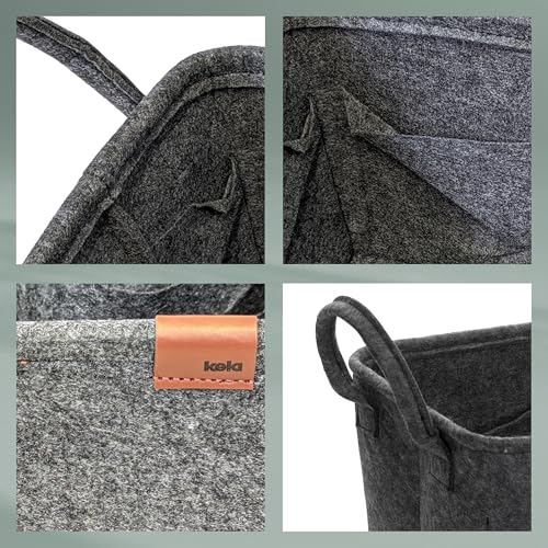 Cesta de fieltro con 8 bolsillos kela FAY contenedor gris de 35 cm para guardar revistas y juguetes 5
