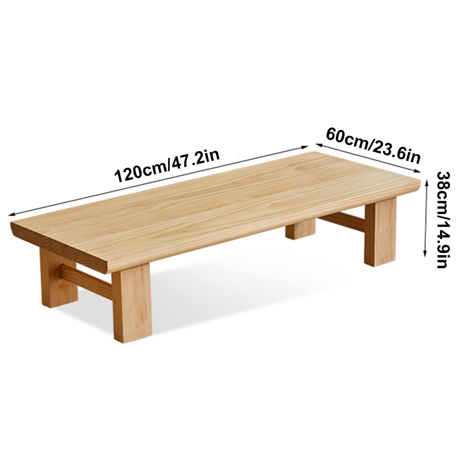 Salontafel Tatami Venster Tafel Woonkamer Zen Drijvende Zittafel Multifunctionele Rechthoek Houten Boerderij Cocktail Tafel (Color : A, S : 80x60x45cm