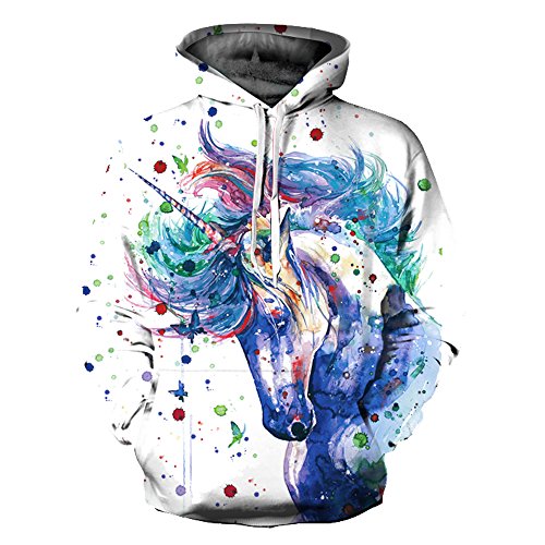 Unisex Jungen 3D Druck Kapuzenpullover Tops Fashion Hoodie Pullover Hooded Sweatshirt (XX-Large/XXX-Large, Pferd) Cover