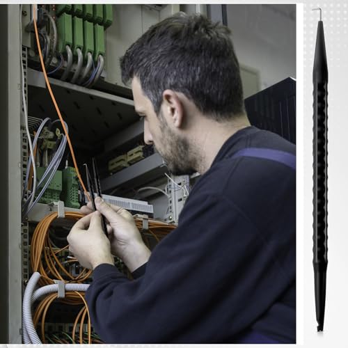 Image of Daifunli 10 Pcs Probe Pick Spudger Tools Bulk Nylon with L-Shaped Wire Hook 7 inch Length for Telecom Data Communication and Alarm Installers(Black)