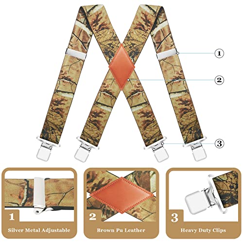 Howwide HOWWIDE1120 Camo Suspenders For Men Heavy Duty Clips Hunting Mens Suspenders Work Braces 2Inch thumb #1