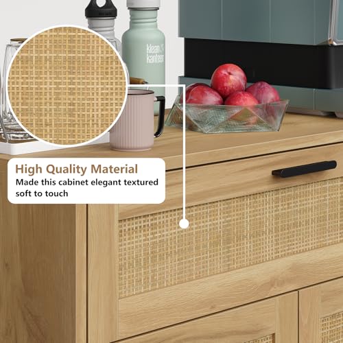 Furomate BFS004-BR-1 Sideboard Buffet With Rattan Decorated Doors thumb #5