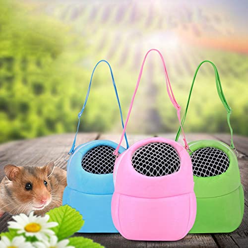 Image of Pet Small Animal Carrier Bag Travel Warm Cage Hamster Pouch Blue 17x14cm