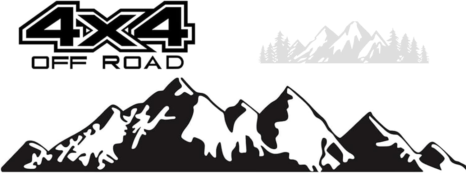 Adesivi Auto Montagna Neri - Decorazione Vinile Per Auto E Camper - Design Neve - Foto 9