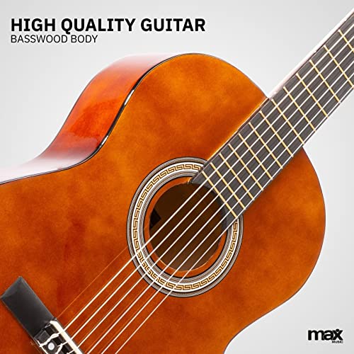 MAX SoloArt Guitare Acoustique Classique avec Support de Guitare – Marron, Idéal pour Débuter la Guitare - Les Beatles, Paul McCartney, John Lennon, RIngo Starr, George Harrison MAX SoloArt Guitare Acoustique Classique avec Support de Guitare - Marron, Idéal pour Débuter la Guitare – Image 5