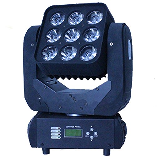Eshine 9x12w Matrix Beam MIN Moving Head Light LED Disco Show Light Black for Wedding Christmas Birthday DJ Disco KTV Bar Event Party Show(1PC Matrix Moving Head Light 9x12w)