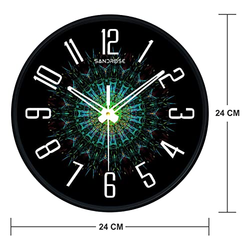 Image of SANDROSE 10-inch Designer Plastic Analogue Round Wall Clock for Home, Kitchen, Living Room, Bedroom, Office (24 cm x 24 cm x 4.5 cm) (Color 7)
