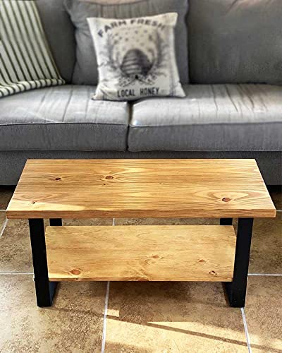 Foundation Coffee Table - Handmade, Solid Wood Table with Storage Shelf Willow Grey / 42 inches