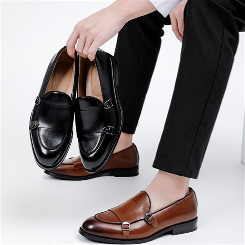 Large Size Men's Slip-on Dress Business Leather Shoes Pointed Toe Low-top Oxford Shoes Non-Slip Rubber Wear-Resistant Comfortable Casual Shoes for Men