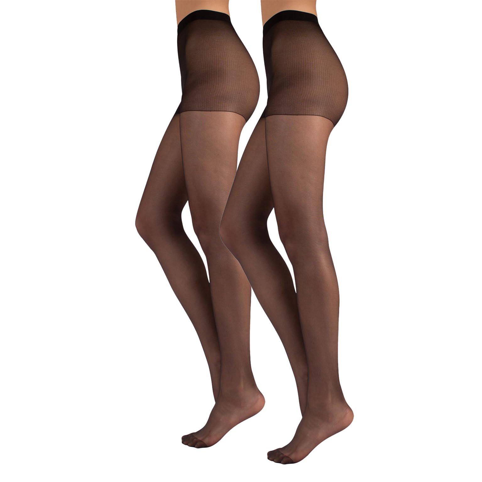 CALZITALY PACK 2 PAIRS SHEER TIGHTS | TRANSPARENT TIGHTS | 20 DEN | BLU, BLACK, NATURAL | S, M, L, XL, XXL | ITALIAN HOSIERY | (XL, 2 PAIRS - BLACK)