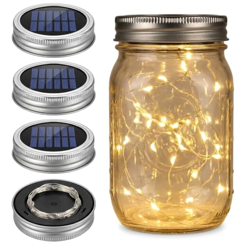 Solar Mason Jar Light Lids 4PCS