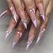 IMRAIN Long Press on Nails Stiletto Purple French Fake Nails Tips Full Cover Spring Glossy Artificial Nails Press ons Bow & Flower Stick on False Nails for Women 24Pcs