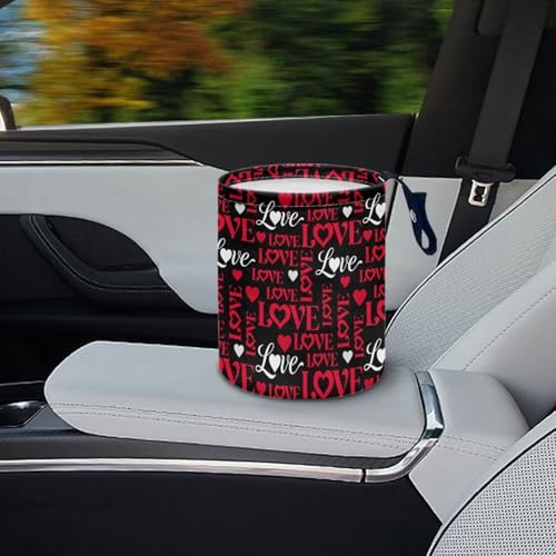 Image of Valentine's Day Car Trash Bag Hanging, Car Rubbish Bag Cute, Portable, Collapsible Back Seat, Floor, or Hanging Headrest Waste Basket Car Garbage Accessory