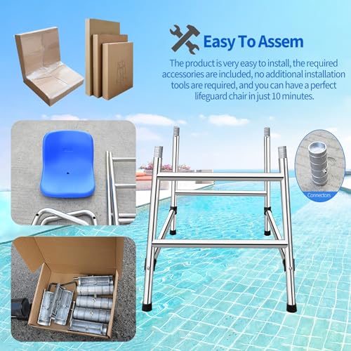 Silla de guardavidas multiusos de acero inoxidable para piscina miniatura 6