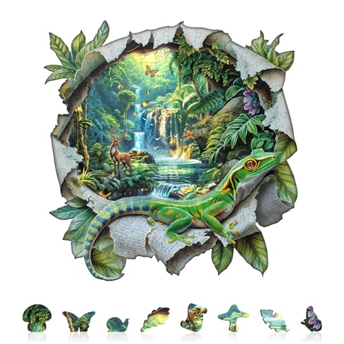 KAAYEE Holzpuzzle Erwachsene, Papierwelt Holz Puzzle Erwachsene, Unregelmäßige Einzigartige Puzzle, Einzigartige TierföRmige Holzpuzzles, mit Geschenkbox aus Holz (L)