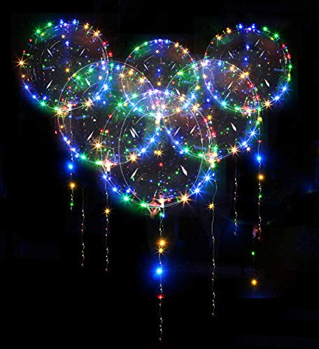 Paquete de 10 globos iluminados, globos Bobo LED transparentes de Zodight, globos de burbujas brillantes de helio con cadena de luces para fiestas, cumpleaños, bodas, festivales (10 paquetes) Cover