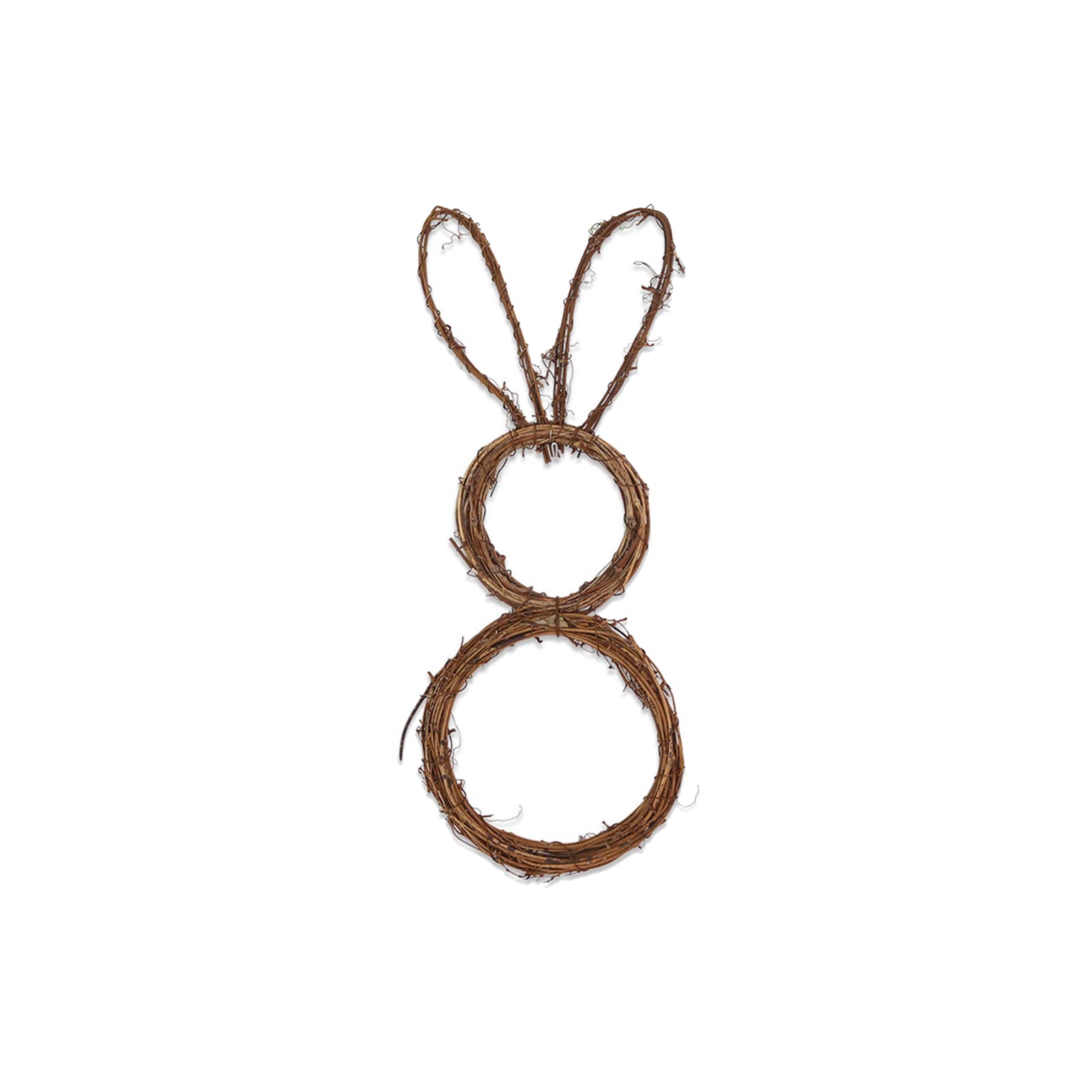 Dedemco Brown S Easter Bunny Rattan Wreath With Led Lights,19.5 Inch Bunny-Shaped Grapevine Twig Wreath Handmade Rattan Rabbit Garland For Front Door Home Decor