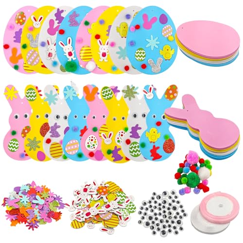 Feegela Kit de Bricolage Pâques Enfant - 32 Pièces DIY pour Décorations de Pâques : Lapins,...