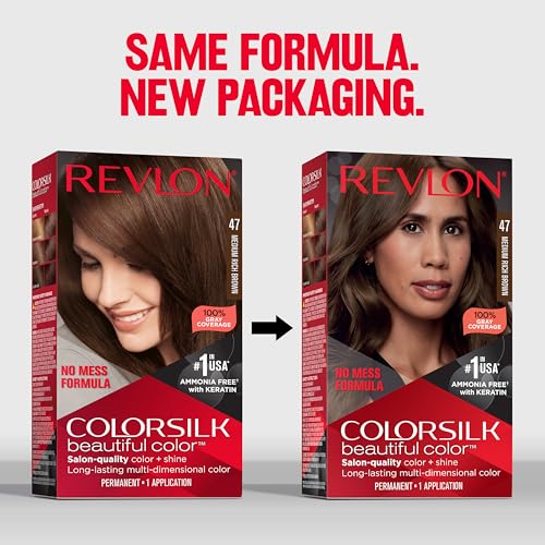 image for Permanent Hair Color by Revlon, Permanent Brown Hair Dye, Colorsilk wi