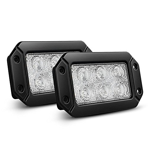 Image of Nilight 15029S-B 2PCS 18w Flush Mount Lights Spot Work Driving Bar Off Road Led Jeep Truck Tacoma Bumper ATV UTV,2 Years Warranty