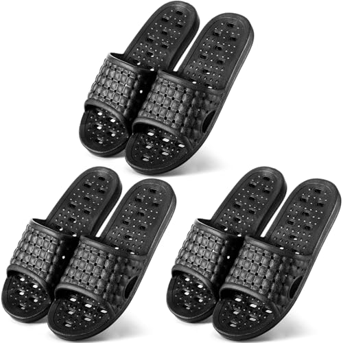 Image of 3 Pairs Shower Shoes for Women Men Quick Dry Non-slip Bathroom Shower Slipper Pool Sandal for Living Room Gym Beach